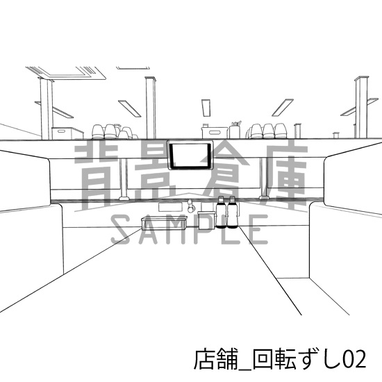 店舗_背景素材集32(回転ずし)_トーン