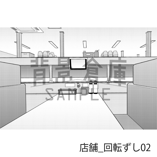 店舗_背景素材集32(回転ずし)_トーン
