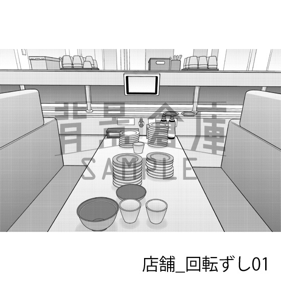 店舗_背景素材集32(回転ずし)_トーン