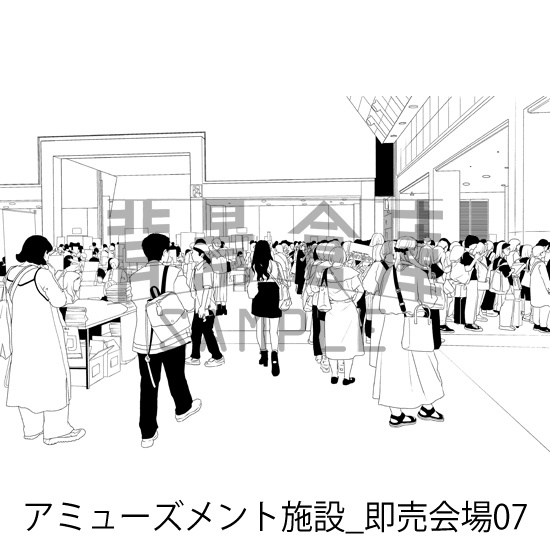 アミューズメント施設_背景素材集10(即売会場)_トーン