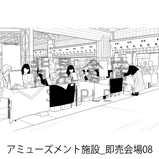 アミューズメント施設_背景素材集10(即売会場)_トーン