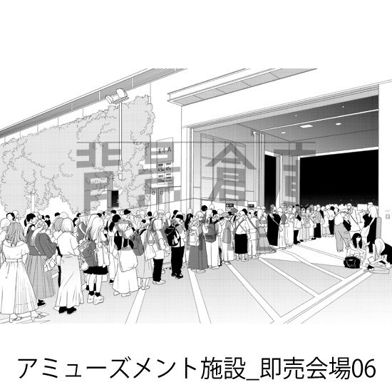 アミューズメント施設_背景素材集10(即売会場)_トーン