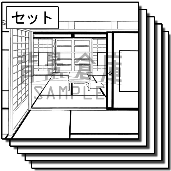 和風の背景集_セット16(室内・階段)
