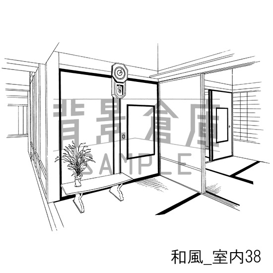 和風の背景集_セット16(室内・階段)