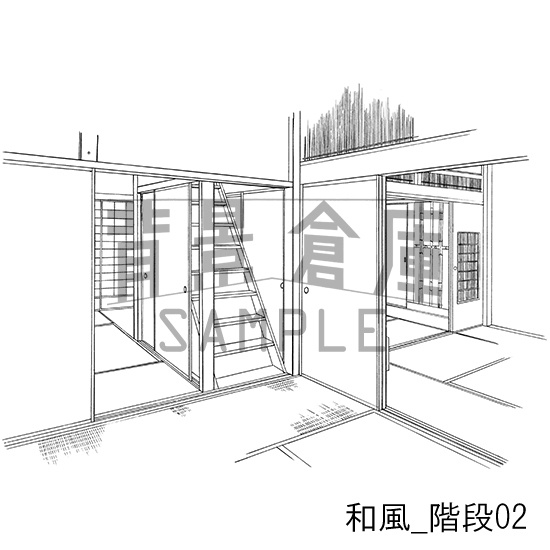 和風の背景集_セット16(室内・階段)