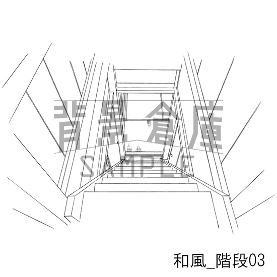和風の背景集_セット16(室内・階段)