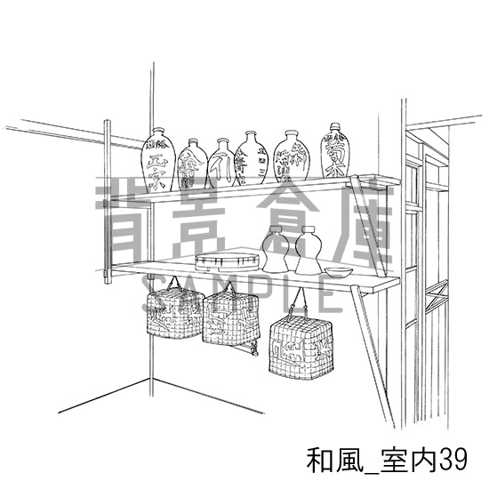 和風の背景集_セット16(室内・階段)