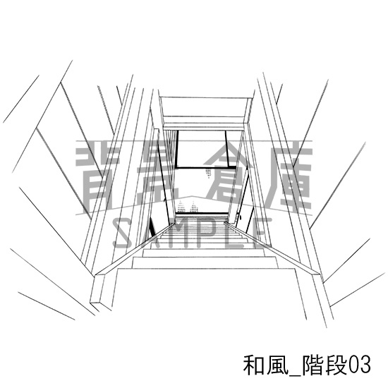 和風の背景集_セット16(室内・階段)
