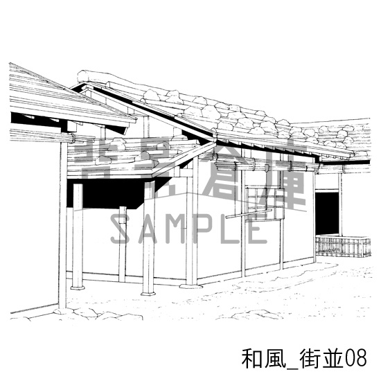 和風_背景素材集4(街並)_トーン