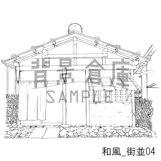 和風_背景素材集4(街並)_トーン