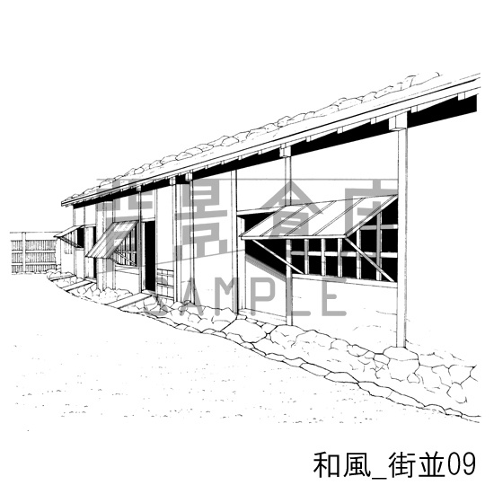 和風_背景素材集4(街並)_トーン