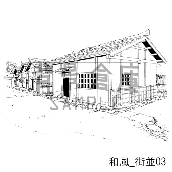 和風_背景素材集4(街並)_トーン