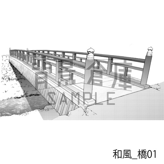 和風_背景素材集4(街並)_トーン