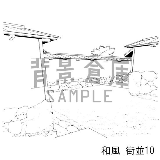 和風_背景素材集4(街並)_トーン