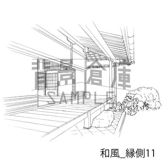 和風_背景素材集8(縁側)_トーン