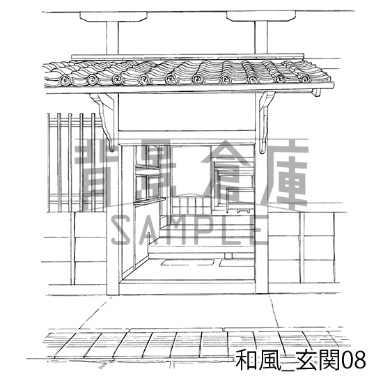 和風_背景素材集12(門 玄関)_トーン