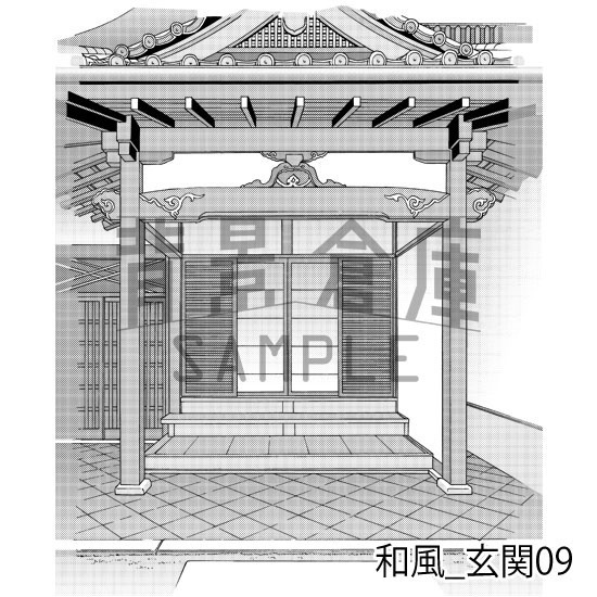 和風_背景素材集12(門 玄関)_トーン