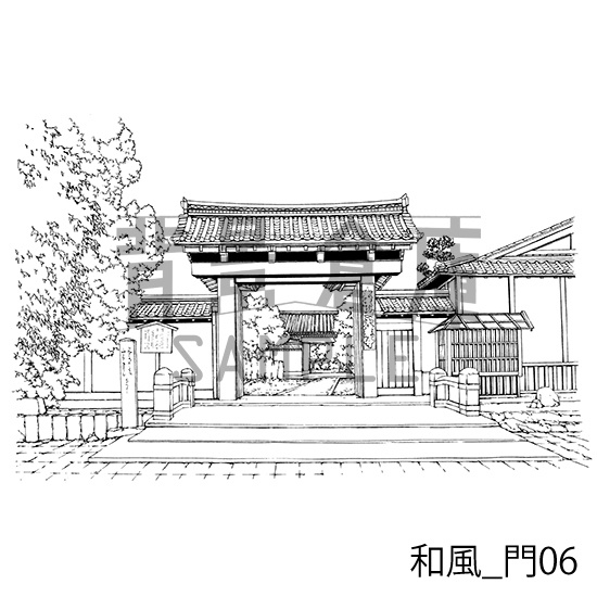 和風_背景素材集12(門 玄関)_トーン