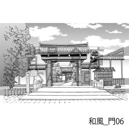 和風_背景素材集12(門 玄関)_トーン