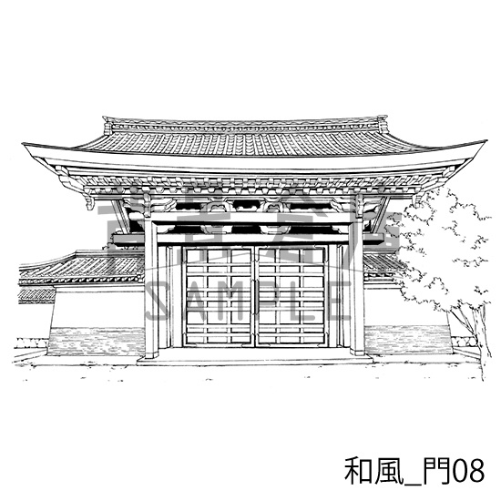 和風_背景素材集12(門 玄関)_トーン