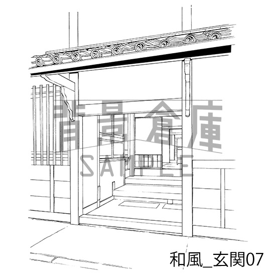 和風_背景素材集12(門 玄関)_トーン