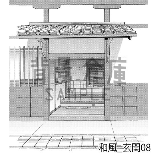 和風_背景素材集12(門 玄関)_トーン