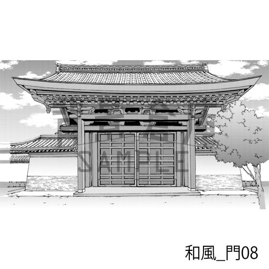 和風_背景素材集12(門 玄関)_トーン
