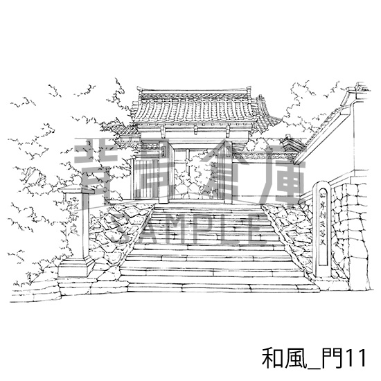 和風_背景素材集12(門 玄関)_トーン