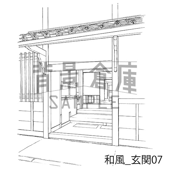 和風_背景素材集12(門 玄関)_トーン