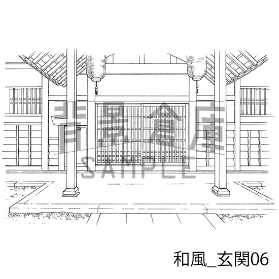和風_背景素材集12(門 玄関)_トーン