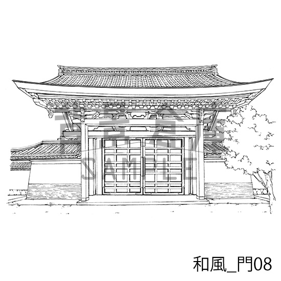 和風_背景素材集12(門 玄関)_トーン