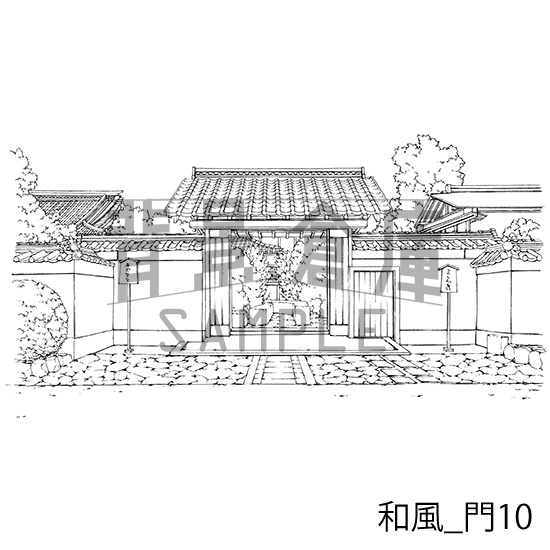 和風_背景素材集12(門 玄関)_トーン