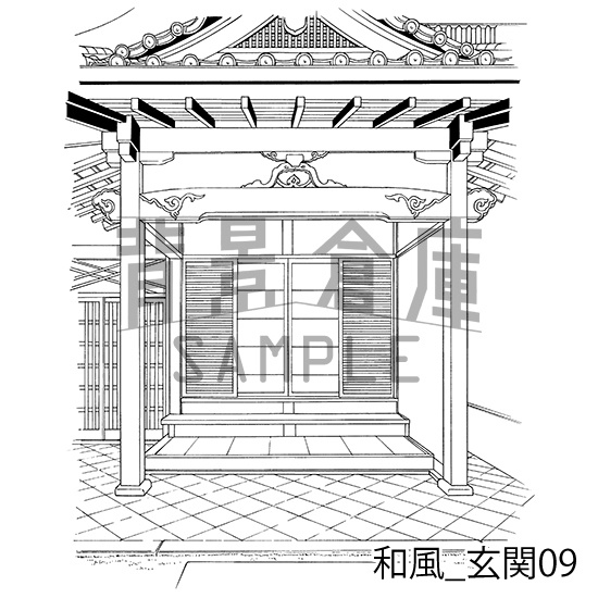 和風_背景素材集12(門 玄関)_トーン