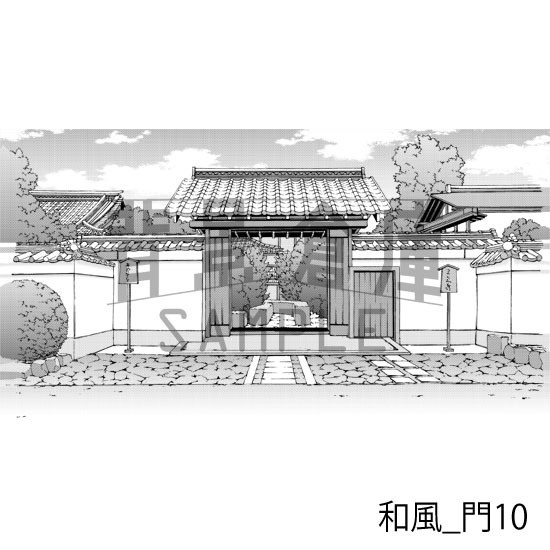 和風_背景素材集12(門 玄関)_トーン