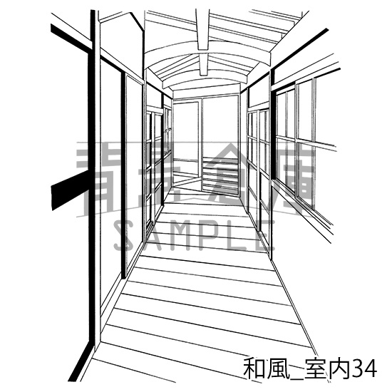 和風_背景素材集14(室内 玄関)_トーン