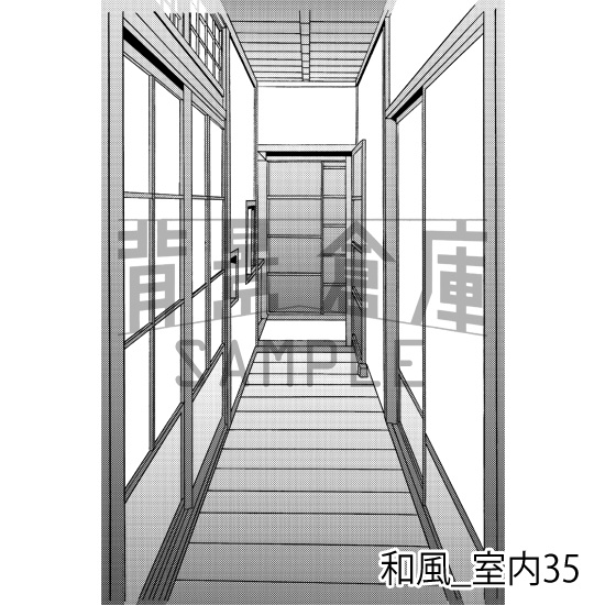 和風_背景素材集14(室内 玄関)_トーン