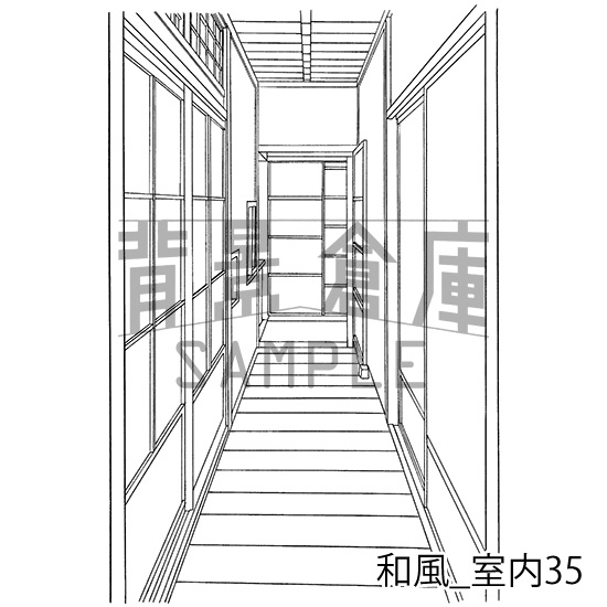 和風_背景素材集14(室内 玄関)_トーン