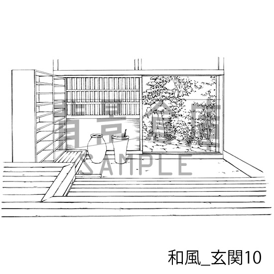 和風_背景素材集14(室内 玄関)_トーン