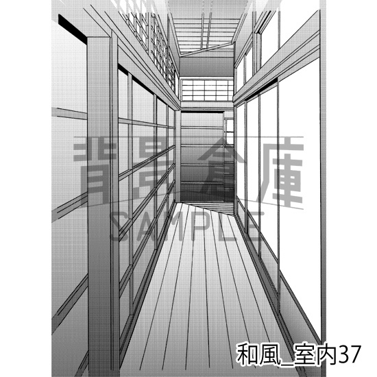 和風_背景素材集14(室内 玄関)_トーン