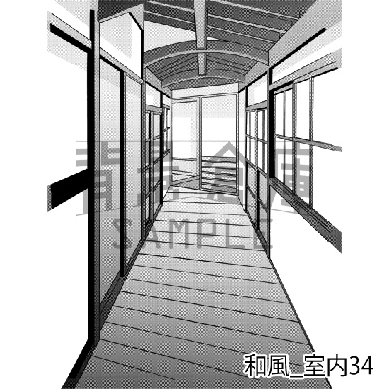 和風_背景素材集14(室内 玄関)_トーン