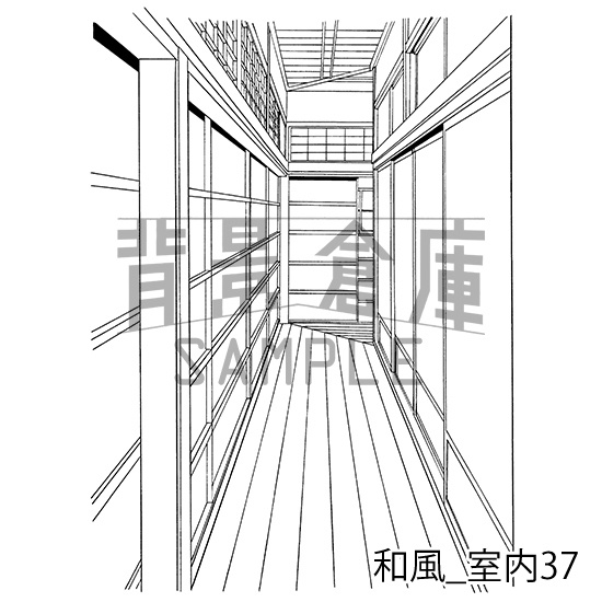 和風_背景素材集14(室内 玄関)_トーン