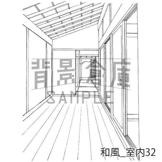 和風_背景素材集14(室内 玄関)_トーン