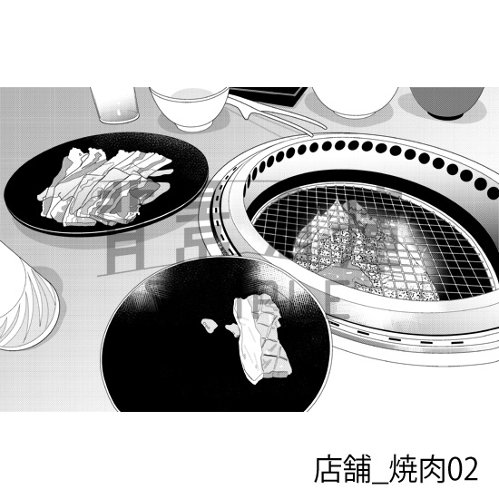 店舗_背景素材集33(焼肉)_トーン
