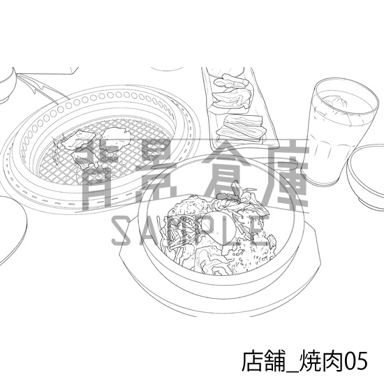 店舗_背景素材集33(焼肉)_トーン