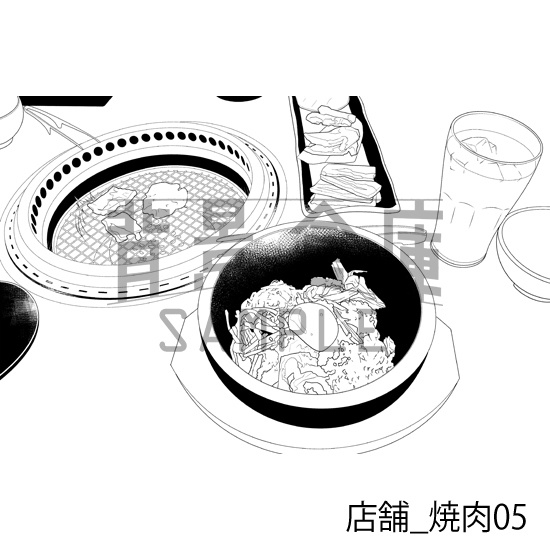 店舗_背景素材集33(焼肉)_トーン