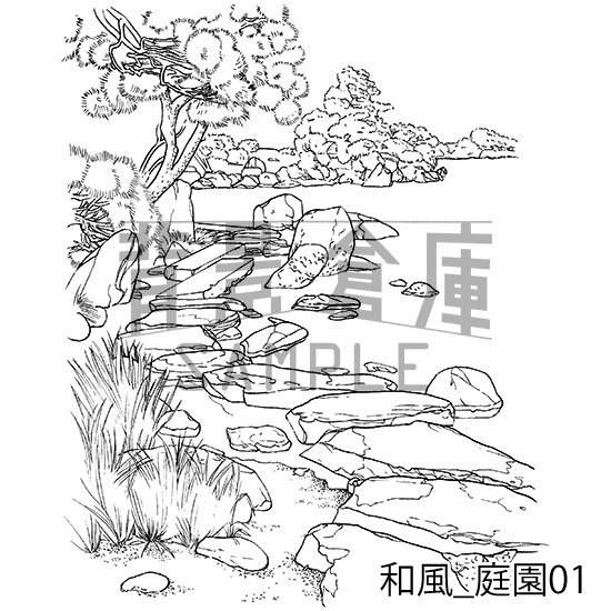 和風_背景素材集17(庭園)_トーン