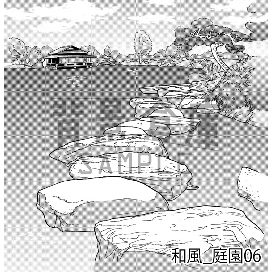 和風_背景素材集17(庭園)_トーン