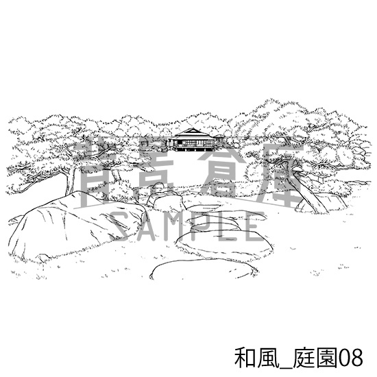 和風_背景素材集17(庭園)_トーン