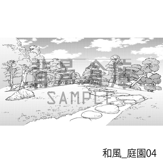 和風_背景素材集17(庭園)_トーン