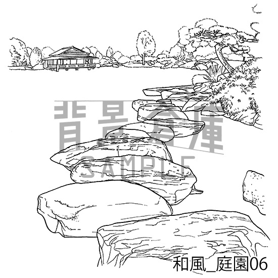 和風_背景素材集17(庭園)_トーン